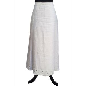 Ecologie Women's White Linen Long Skirt, Sz 12